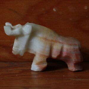 Vintage Onyx Carved Bull Figurine